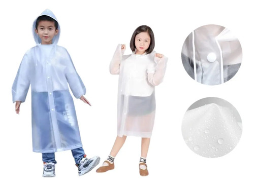 Capa de Chuva Infantil Longa 90 cm com Capuz Impermeável