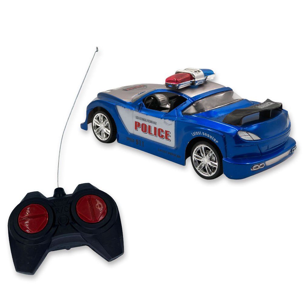Carrinho de Polícia Azul Controle Remoto 24 cm com Rodas Emborrachadas para Brincadeiras — foto 1