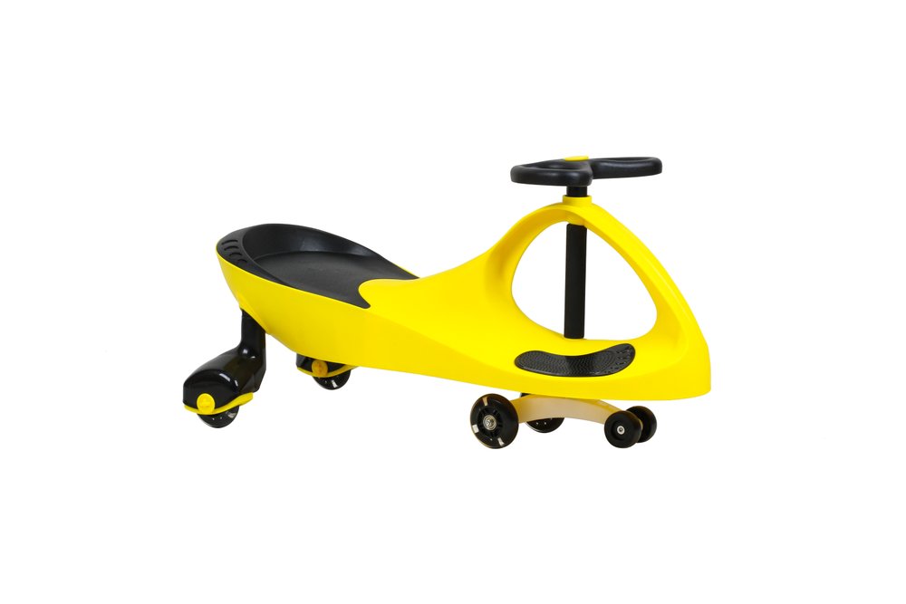 Carrinho de Rolimã Infantil Super Car Amarelo 78 cm com Volante Giratório para Crianças a Partir de 3 Anos