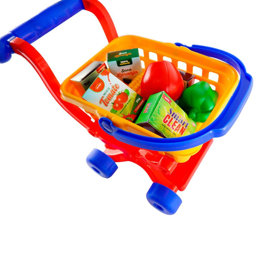 Carrinho de Supermercado de Brinquedo com Cesta Removível e Acessórios — foto 1