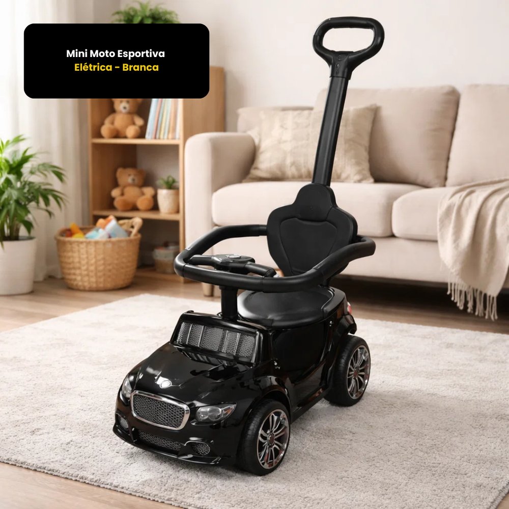 Carrinho Elétrico Infantil com Empurrador - Preto — foto 1