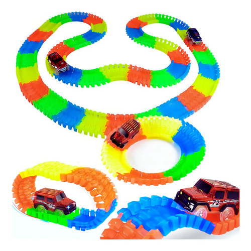Pista Maluca Flexível 4,2 m com 6 Carrinhos com Luz Racing