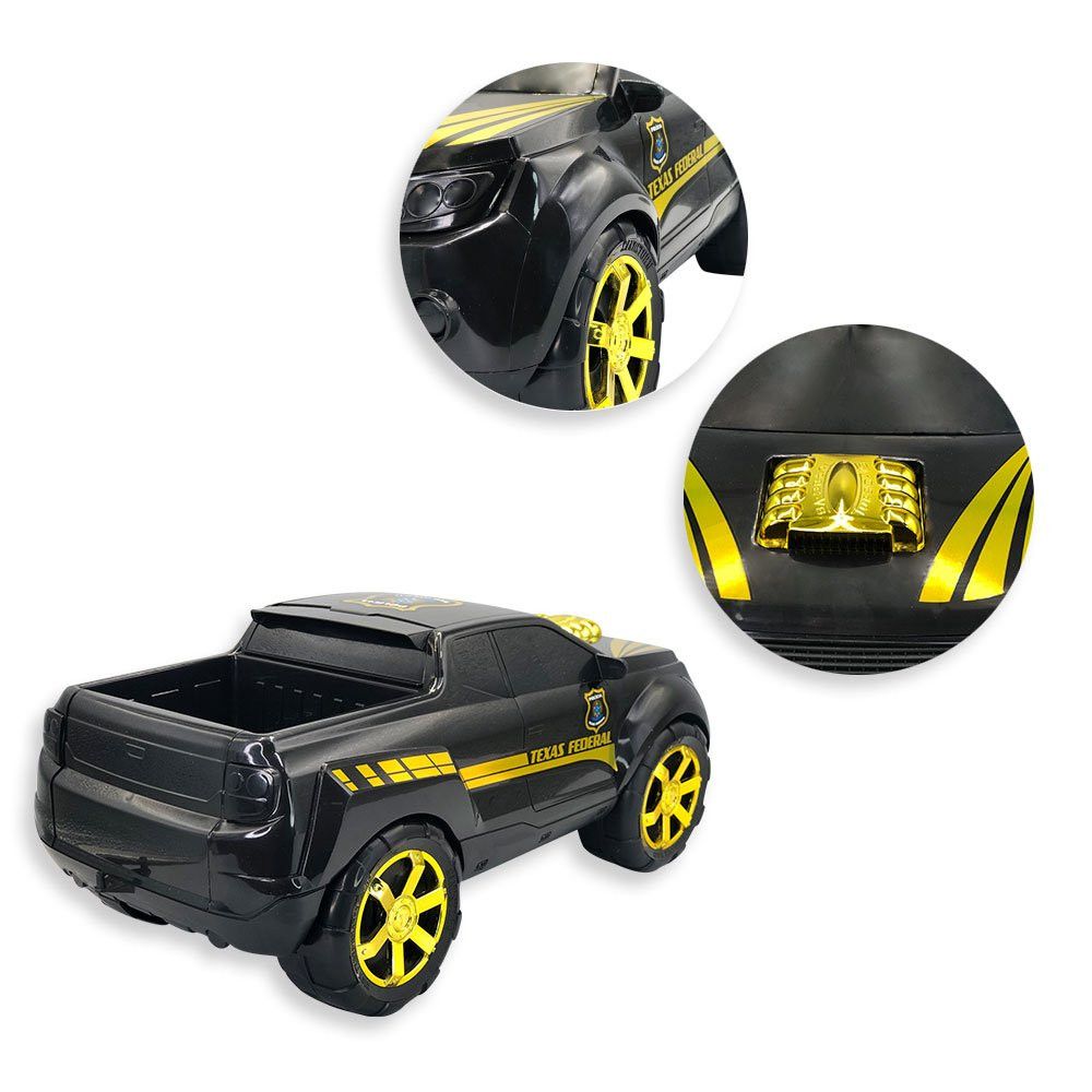Caminhonete de Polícia Texas Federal BS Toys Preta e Dourada 43cm — foto 1