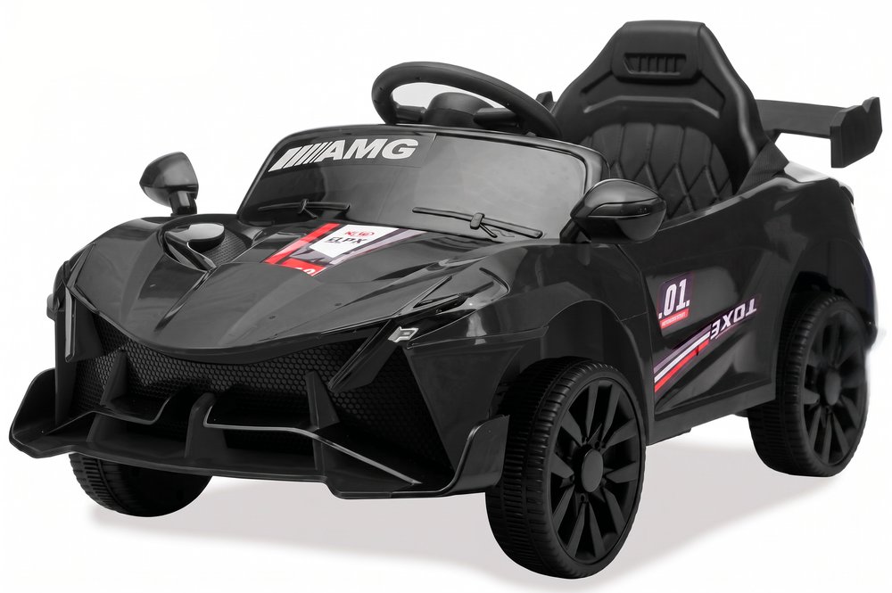 Carro Elétrico Infantil Power Ride Preto 6V com Controle Remoto, Faróis LED e Música — foto 1
