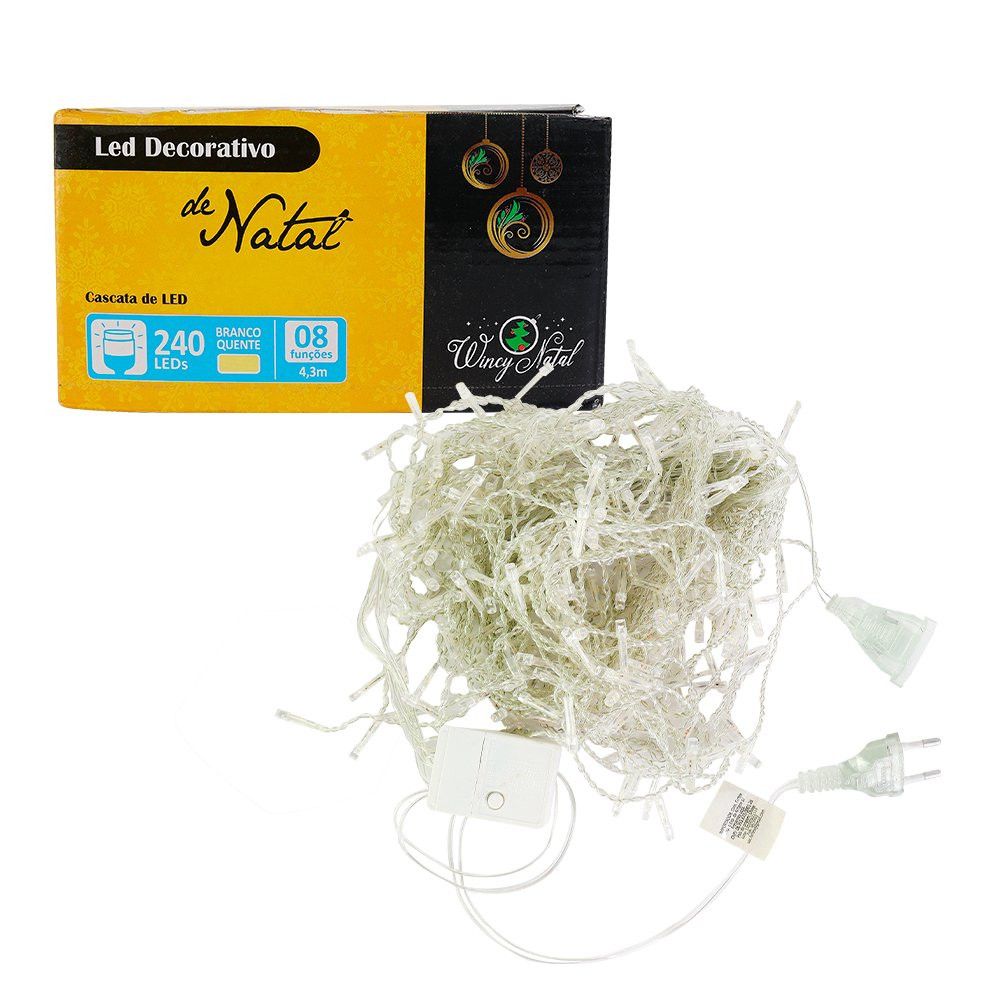 Cascata 240 Leds 4,3m Natal 127v Pisca Pisca — foto 1