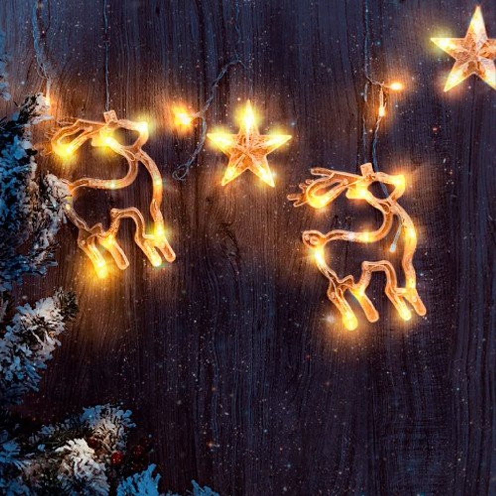 Cascata de Símbolos Natalinos com 8 Funções 120 LEDs Branco Quente 127v 2,5 Metros — foto 1