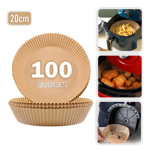 Forro de Papel para Air Fryer 20 cm com 100 Unidades