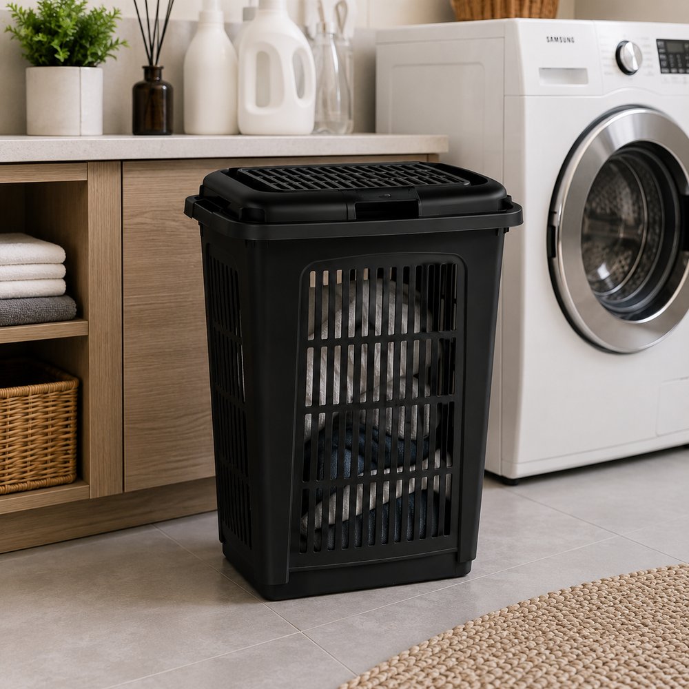 Cesto de Lavanderia 60 Litros Preto — foto 1