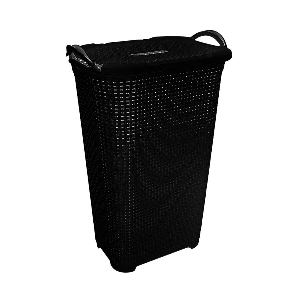 Cesto Rattan Tampa Basculada Preto 50 litros — foto 1