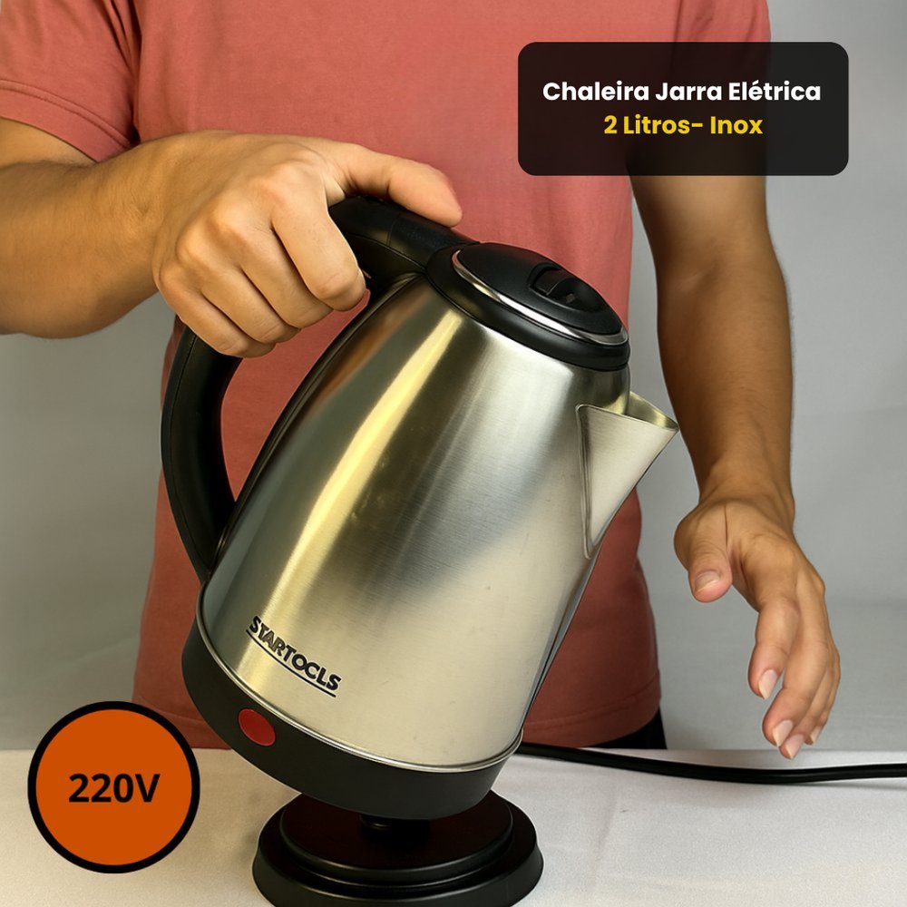 Chaleira Jarra Elétrica 2 Litros 220V - Inox — foto 1