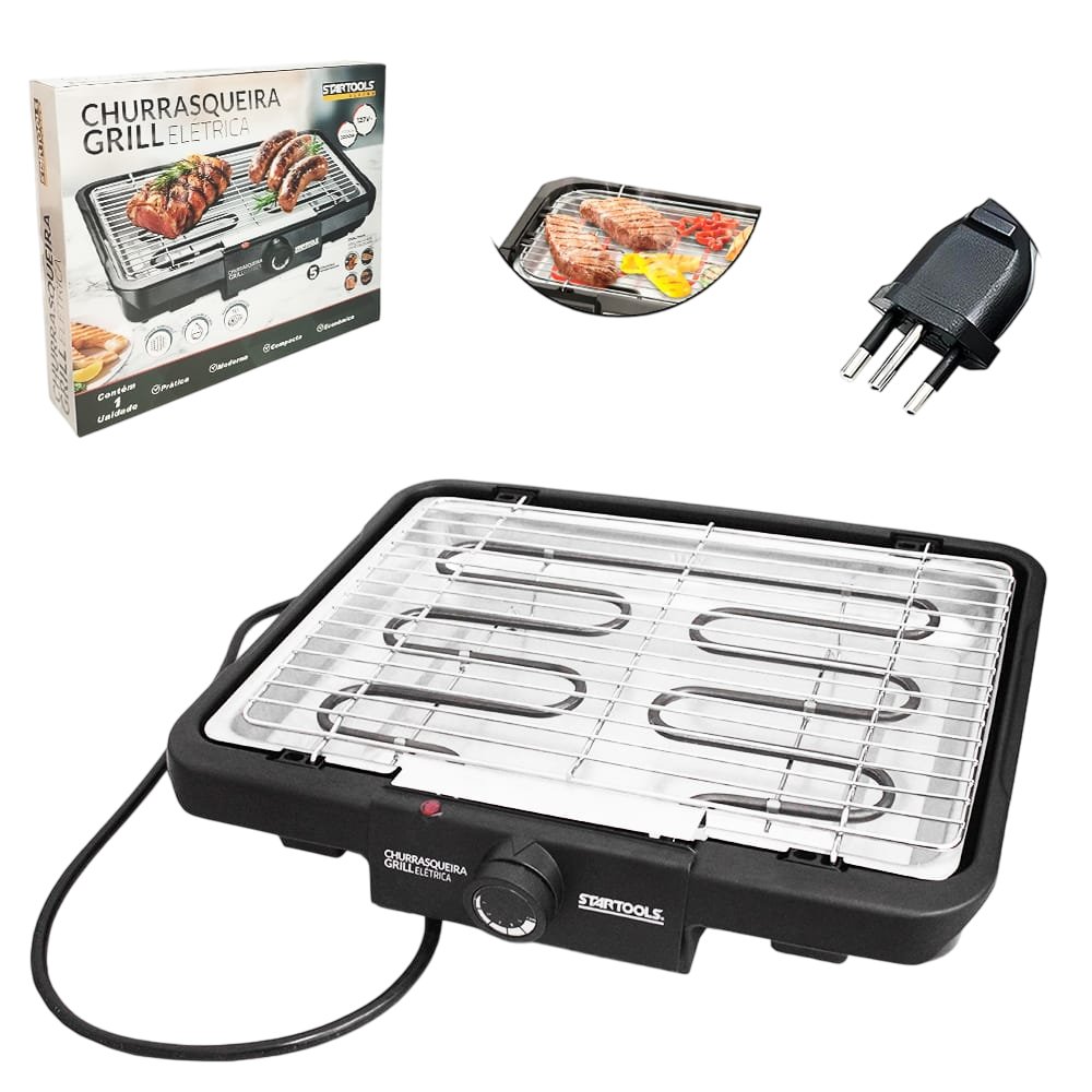 Churrasqueira Elétrica Grill com Grelha Removível 127V - Preta — foto 1