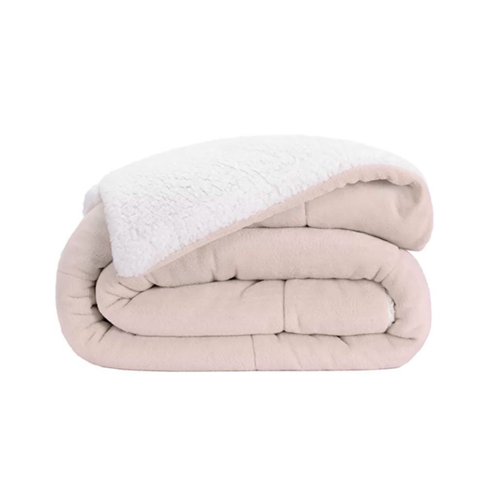 Cobredom Sherpa Solteiro Bege Dupla Face Plush 1,60 x 2,20m — foto 1