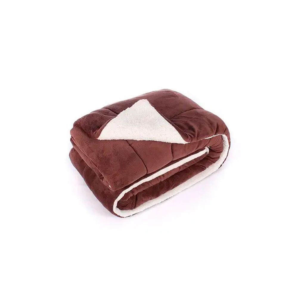 Cobredom Sherpa Solteiro Marrom Dupla Face Plush 1,60 x 2,20m — foto 1