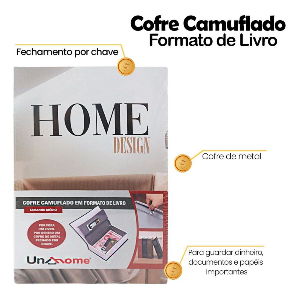 Cofre Camuflado Livro Uny Gift com Chave Sortido — foto 1