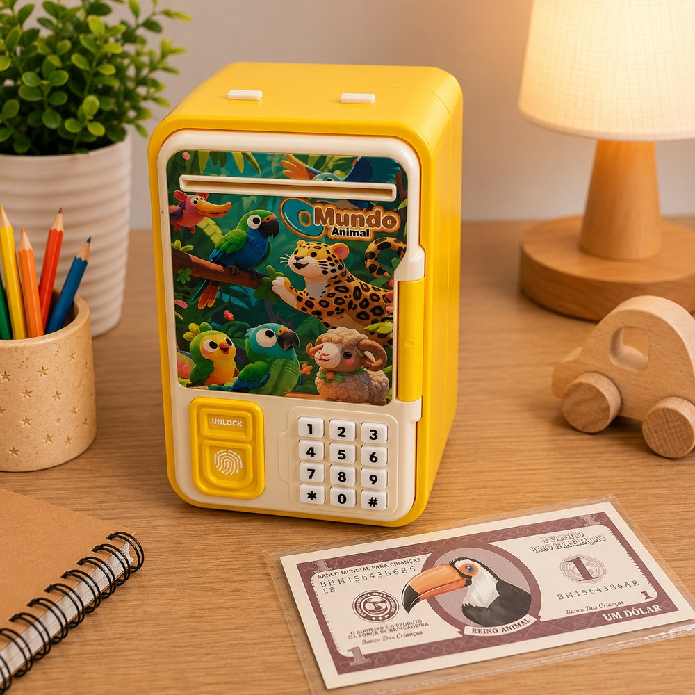 Cofrinho Eletrônico Animais Infantil com Senha e Impressão Digital — foto 1