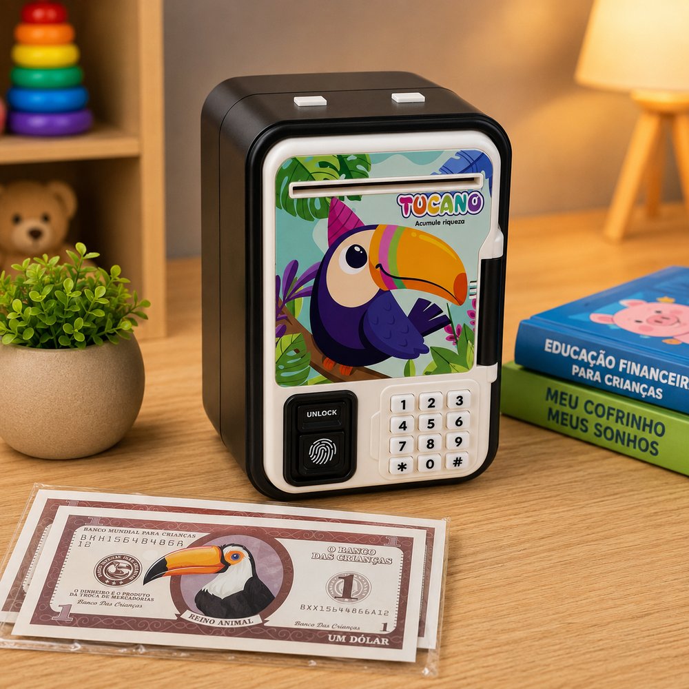 Cofrinho Eletrônico Tucano Infantil com Senha e Impressão Digital — foto 1