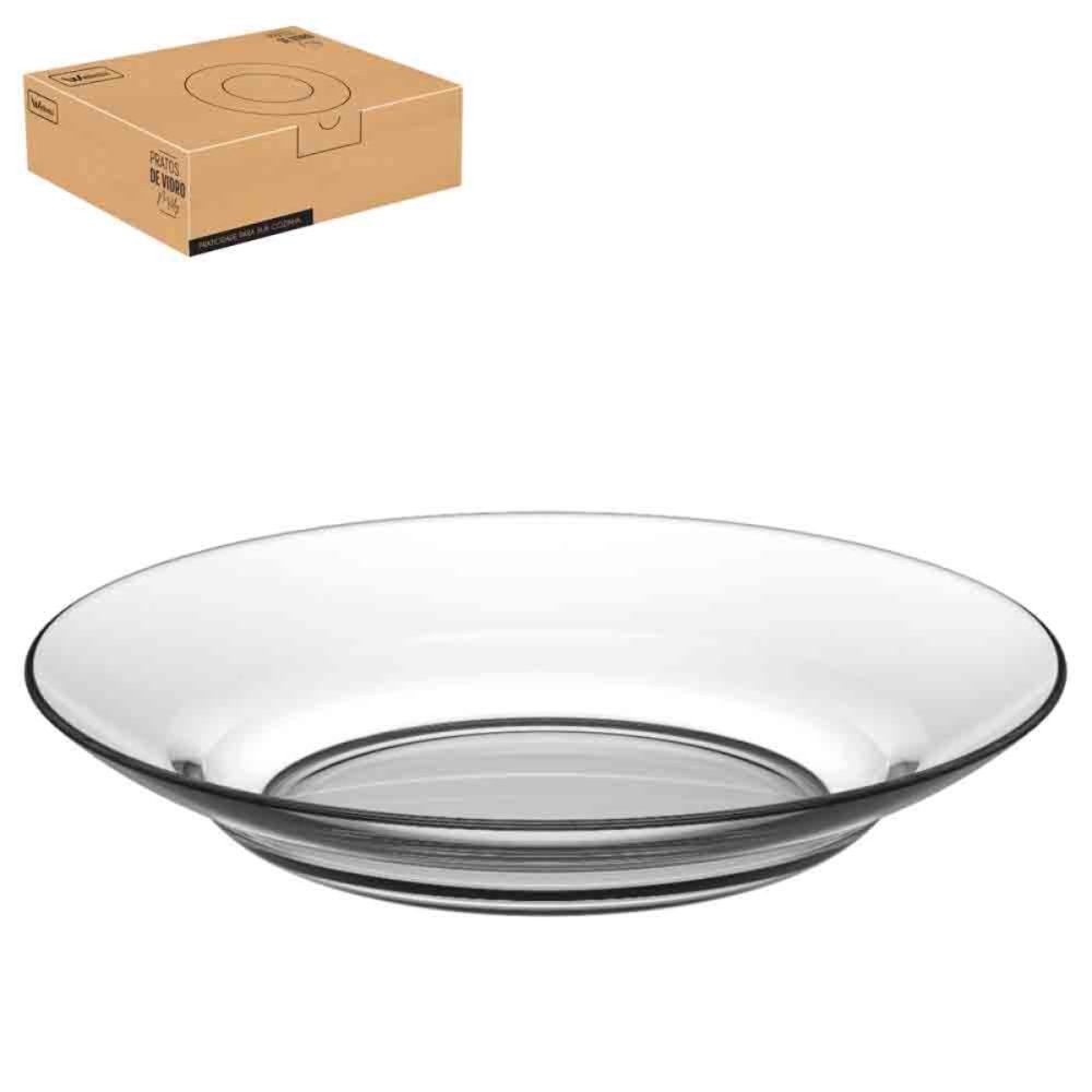 Jogo 4 Pratos Fundos de Vidro Wellmix Milly Transparente 22cm — foto 1