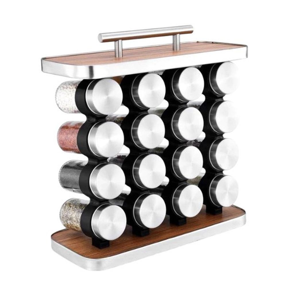 Conjunto 16 Potes de Condimentos Vidro 80ml - Inox