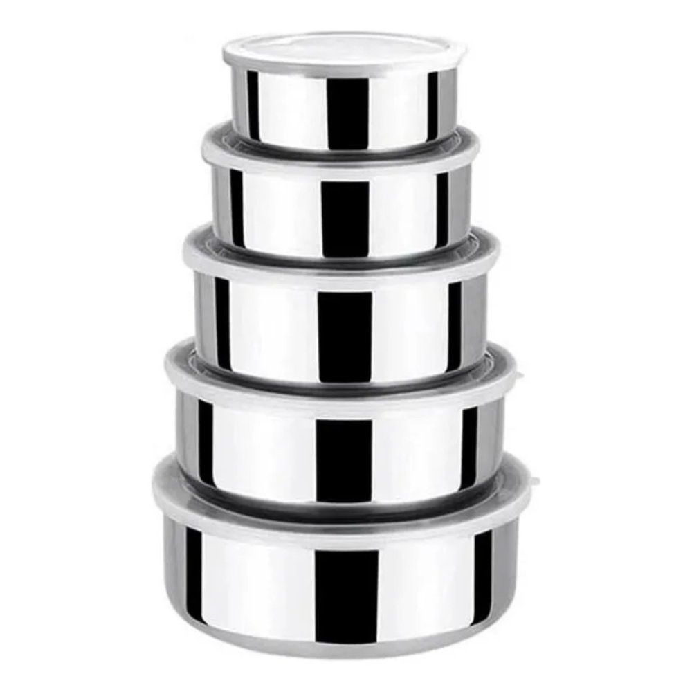 Conjunto 5 Potes Herméticos Bavaria Com Tampa - Inox