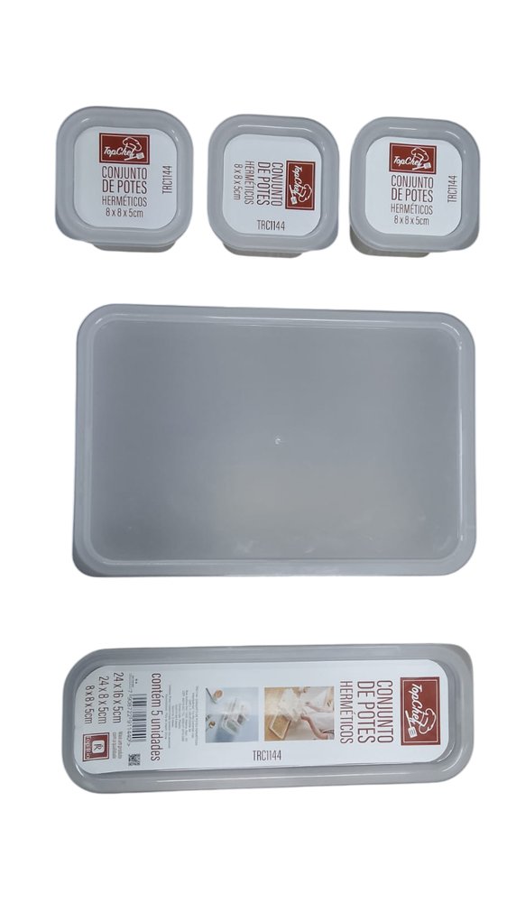 Kit 5 Potes Herméticos Top Chef Plástico 200 a 1200ml