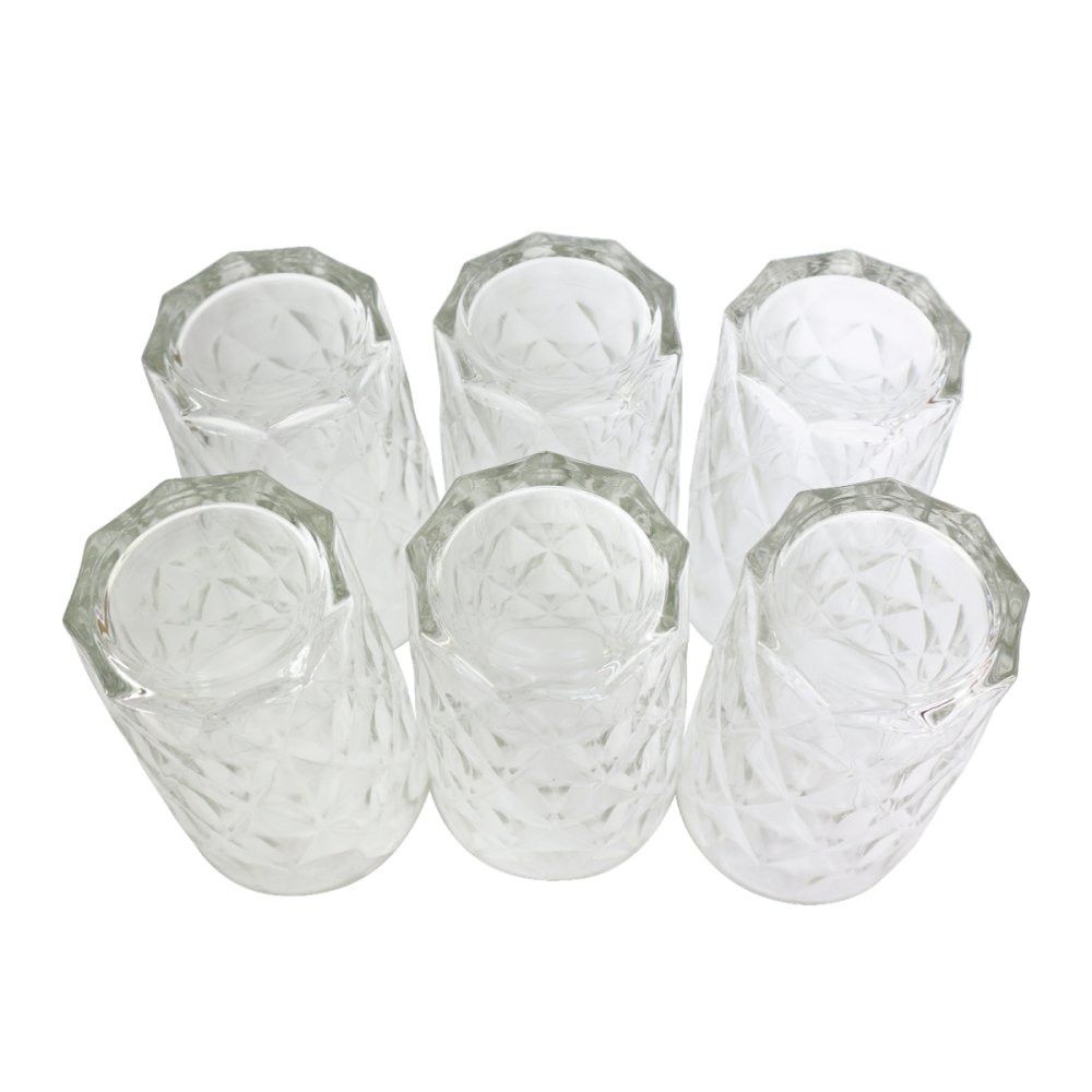 Jogo de 6 Copos de Vidro Diamante 370ml com Relevo Decorativo — foto 1