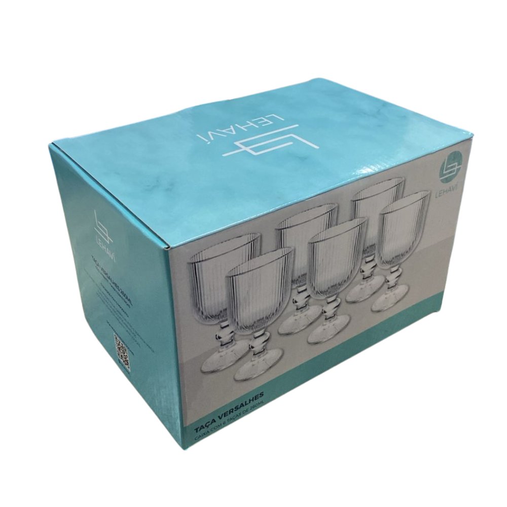 Jogo 6 Taças Lehavi Versalhes Vidro Canelado 260ml