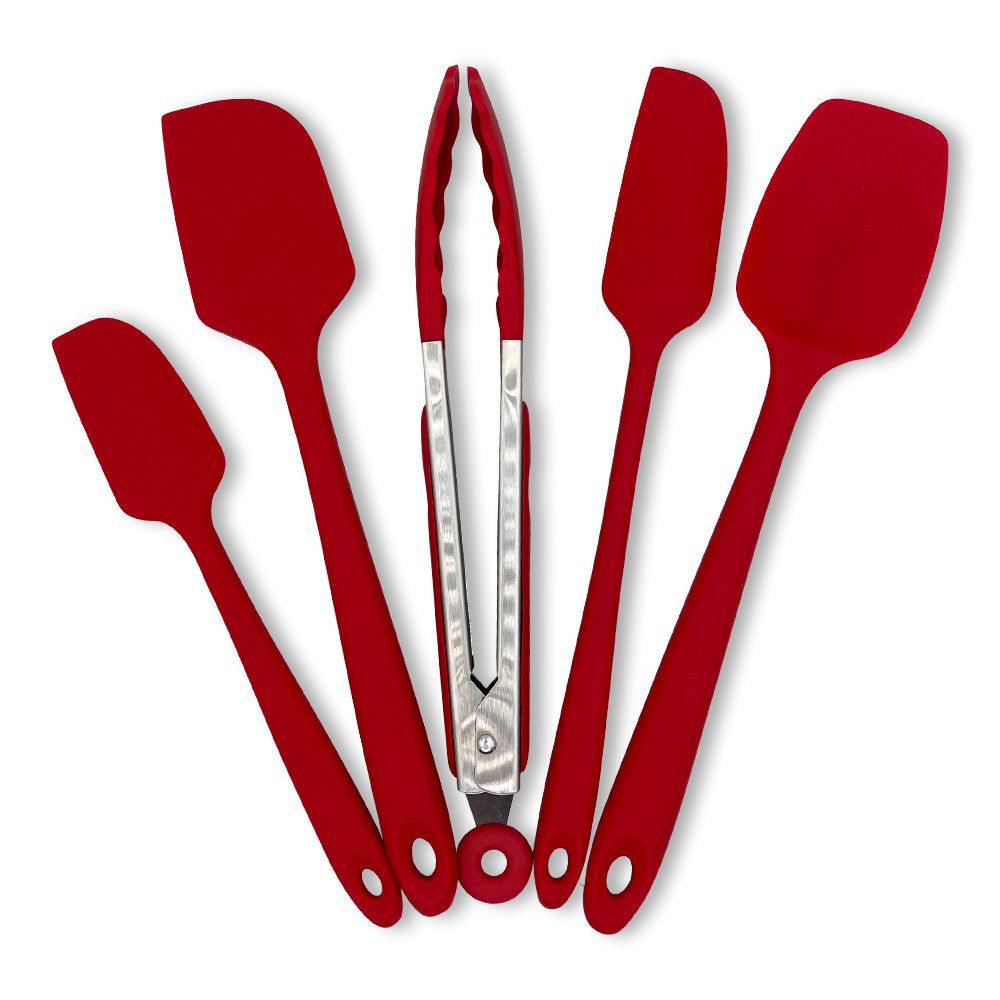 Kit 5 Utensílios Silicone Uny Gift Vermelho — foto 1