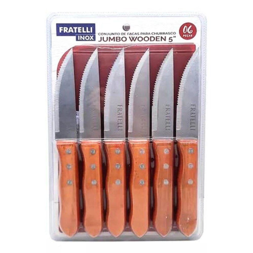 Conjunto de Facas Para Churrasco 6 Peças Jumbo Wooden 5 — foto 1
