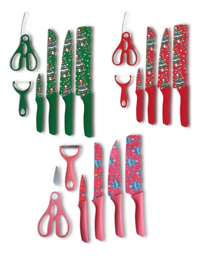 Conjunto de Facas 6 Peças com Tesoura e Descascador