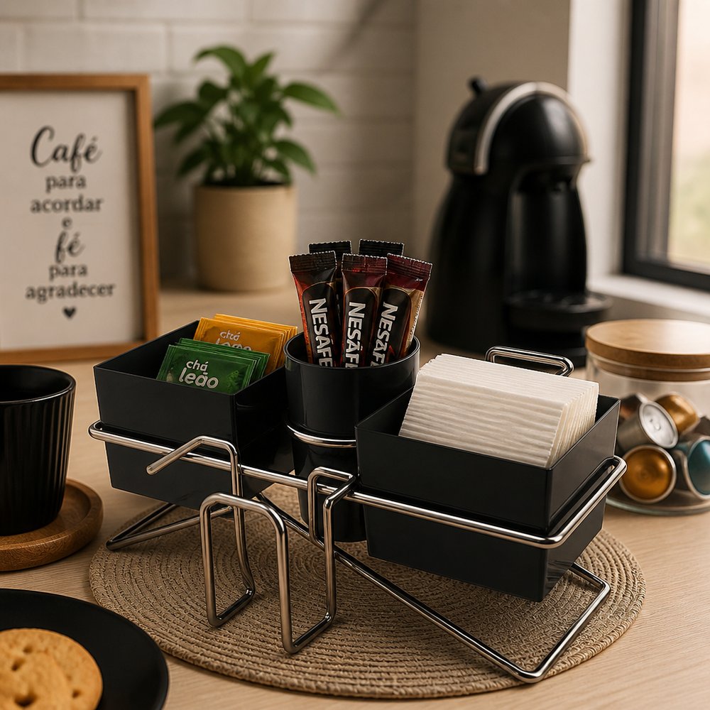Conjunto Organizador Para Chá e Café com Porta Guardanapos — foto 1