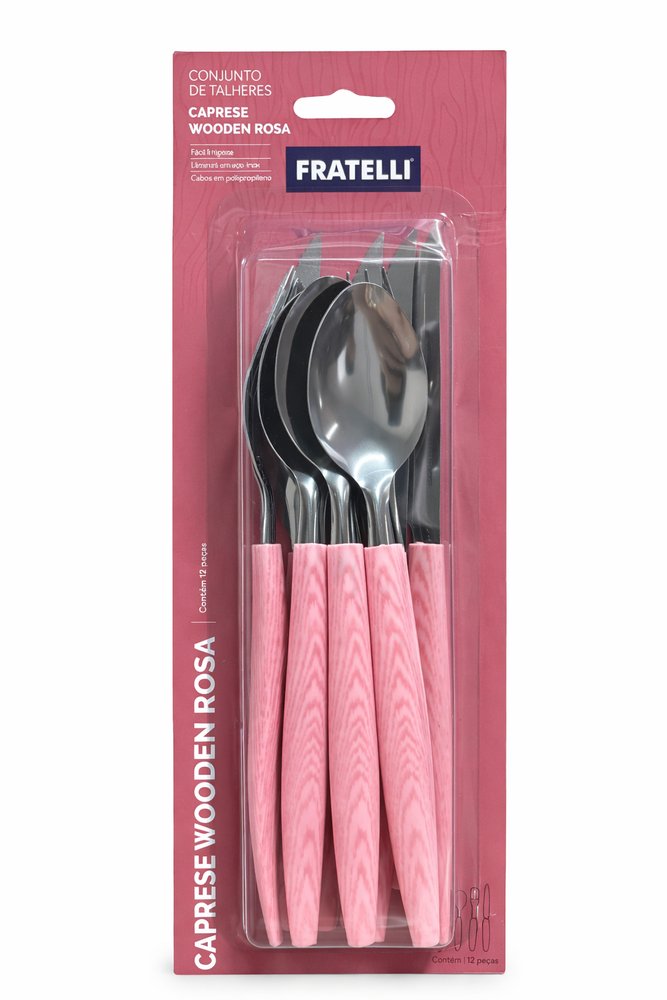 Conjunto talheres 12 peças de inox /Rosa