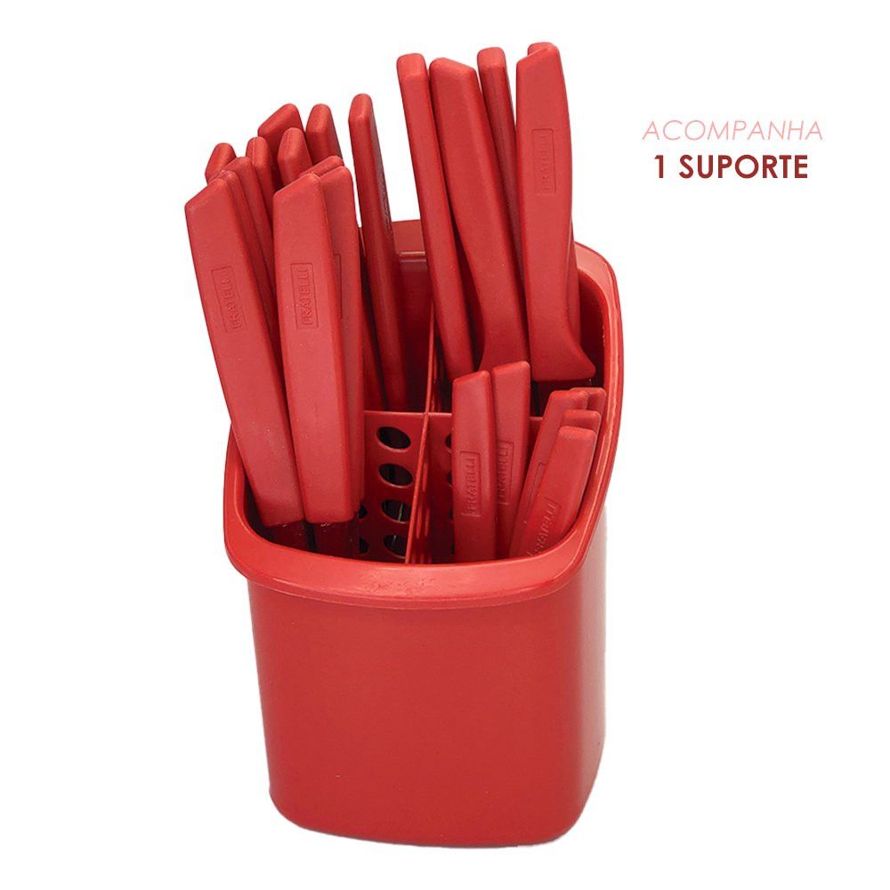 Jogo de Talheres Fratelli Capri Vermelho 25 Peças