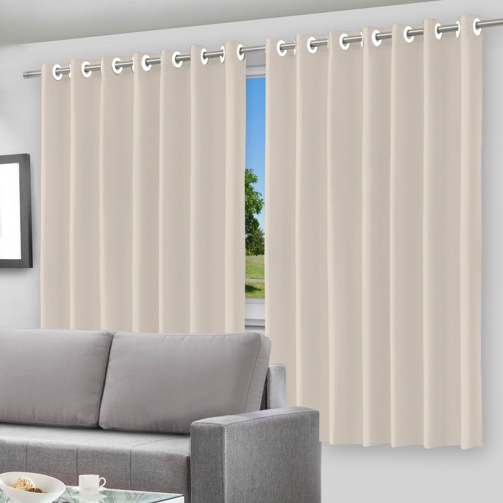 Cortina Blackout com Forro 2 em 1 Voil Bege com ilhos - 280x260cm — foto 1