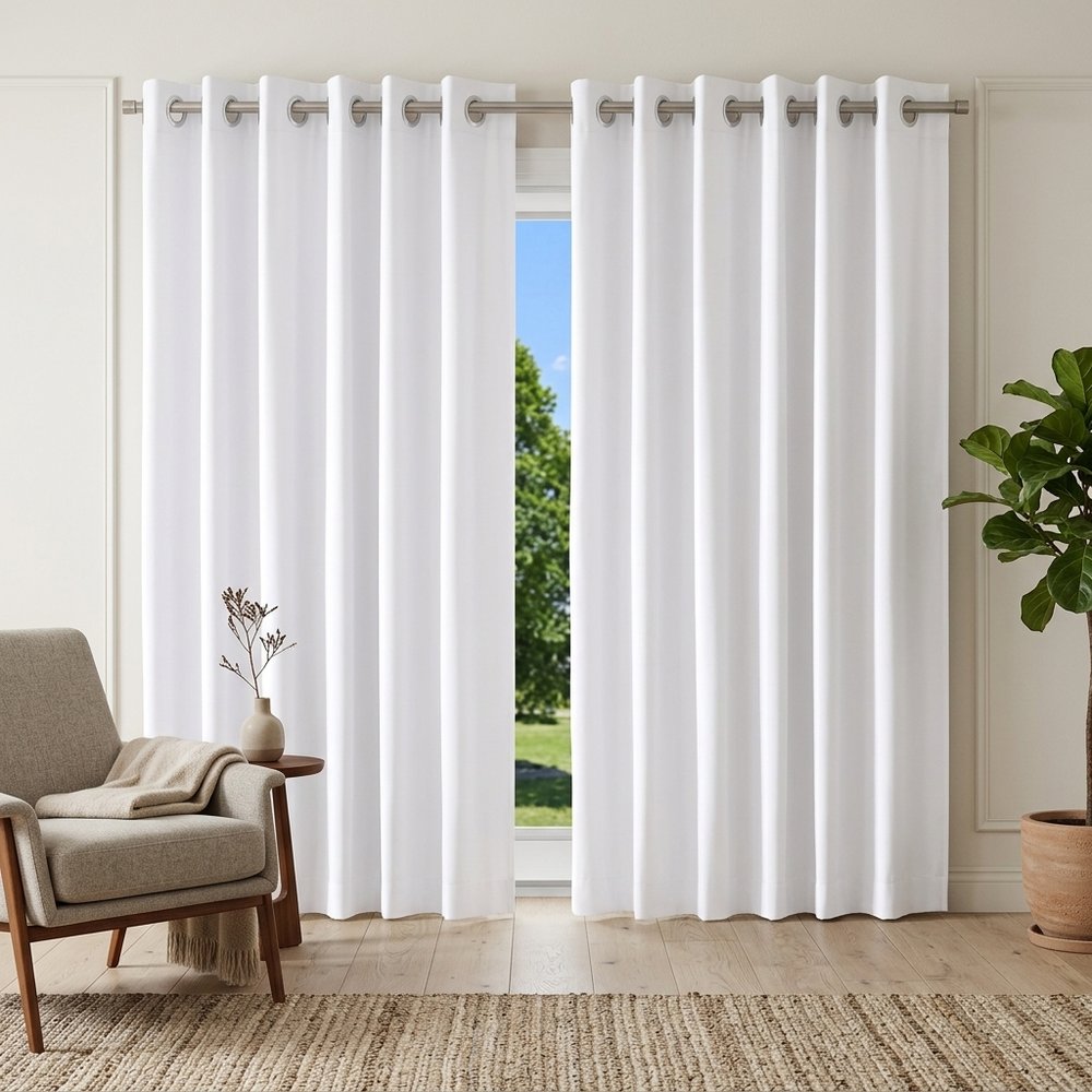Cortina Blackout com Forro 2 em 1 Voil Branco com ilhos - 280x160cm — foto 1