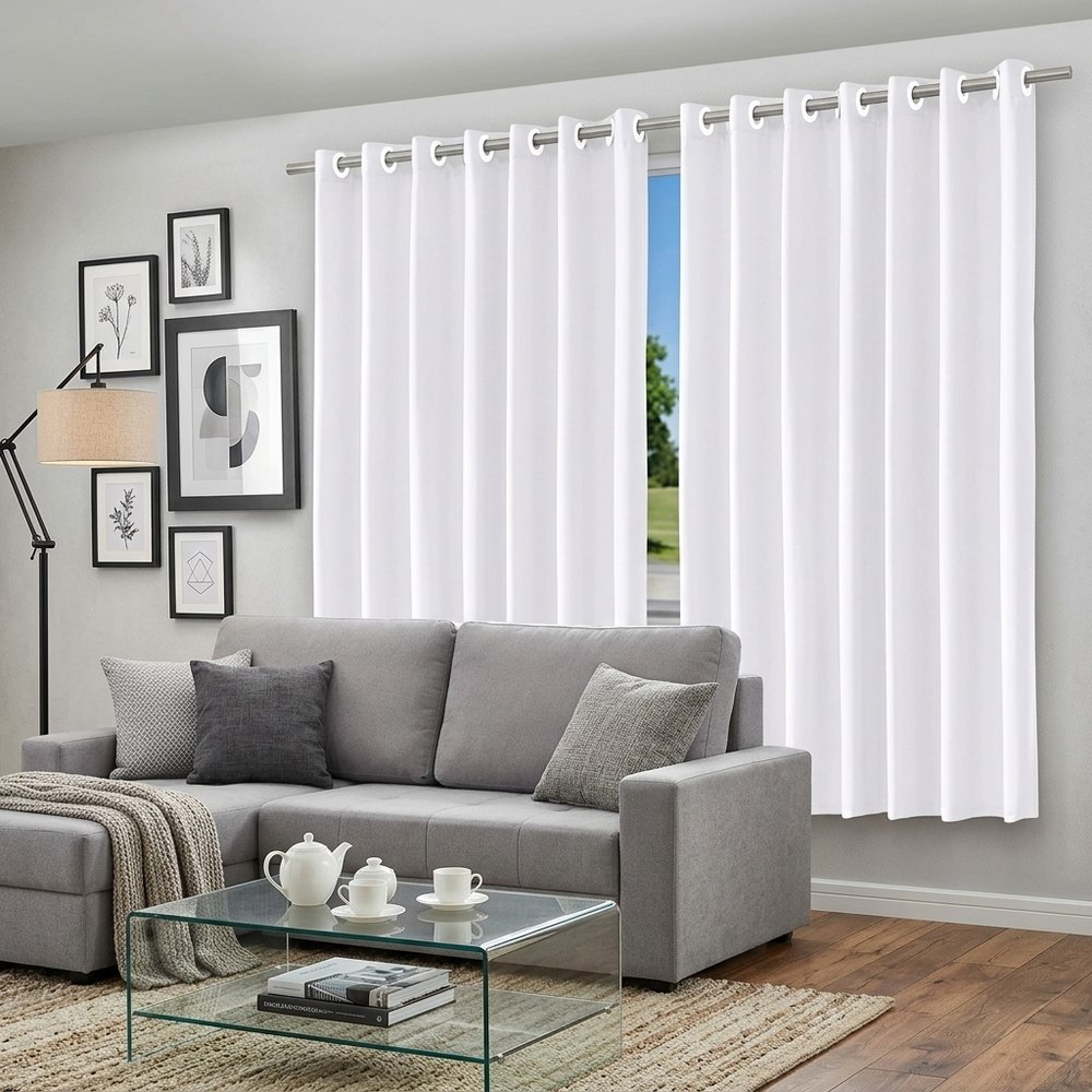 Cortina Blackout com Forro 2 em 1 Voil Branco com ilhos - 280x220cm — foto 1