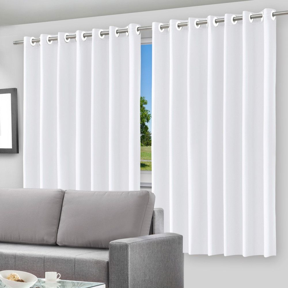 Cortina Blackout com Forro 2 em 1 Voil Branco com ilhos - 280x260cm — foto 1