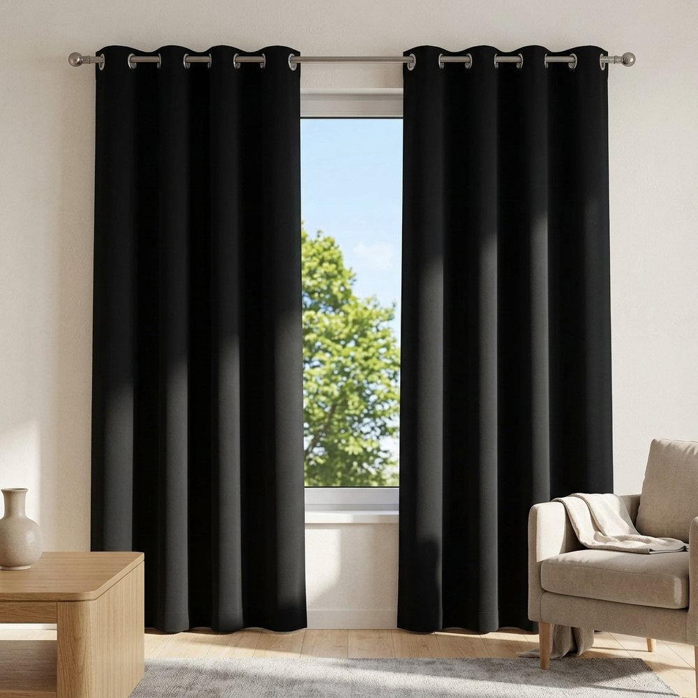 Cortina Blackout com Forro 2 em 1 Voil Preto com ilhos - 280x160cm — foto 1