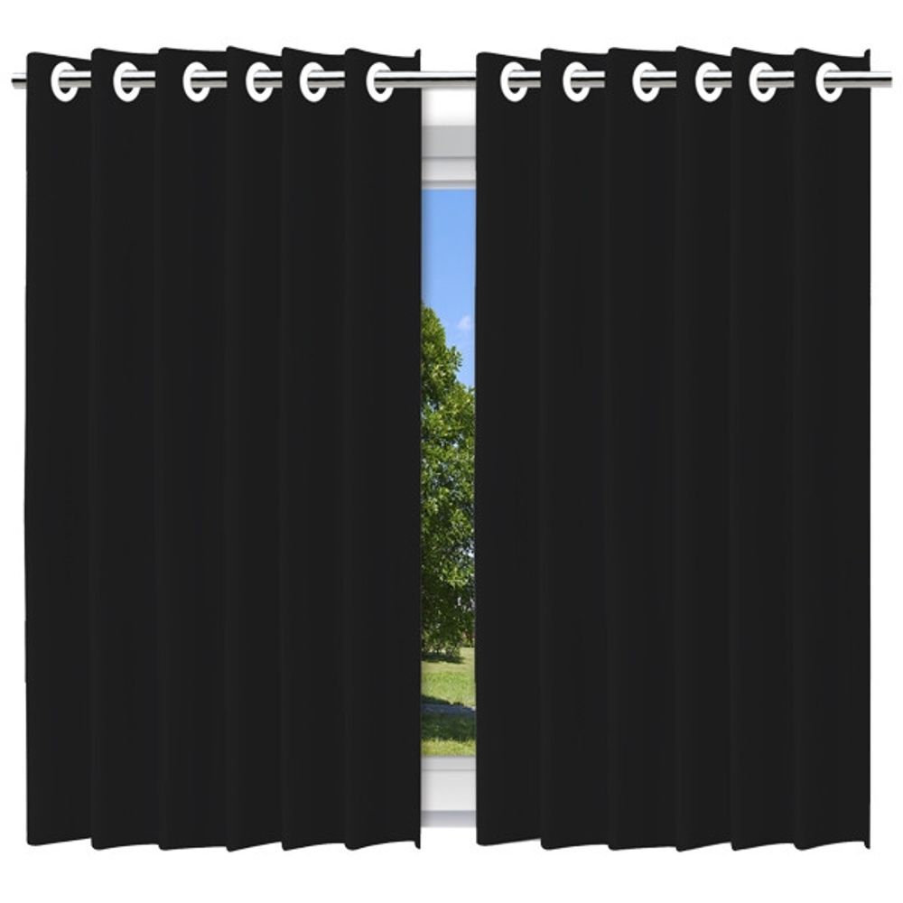 Cortina Blackout com Forro 2 em 1 Voil Preto com ilhos - 280x180cm — foto 1