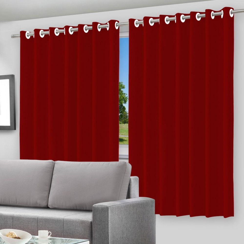 Cortina Blackout com Forro 2 em 1 Voil Vermelho com ilhos - 280x180cm — foto 1