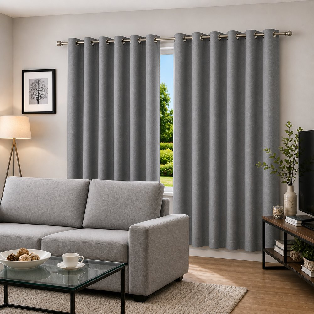 Cortina Blackout Pelicula C/Ilhos Cinza 280x180