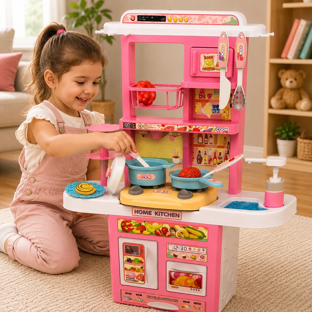 Cozinha infantil Com Luzes E som - Rosa