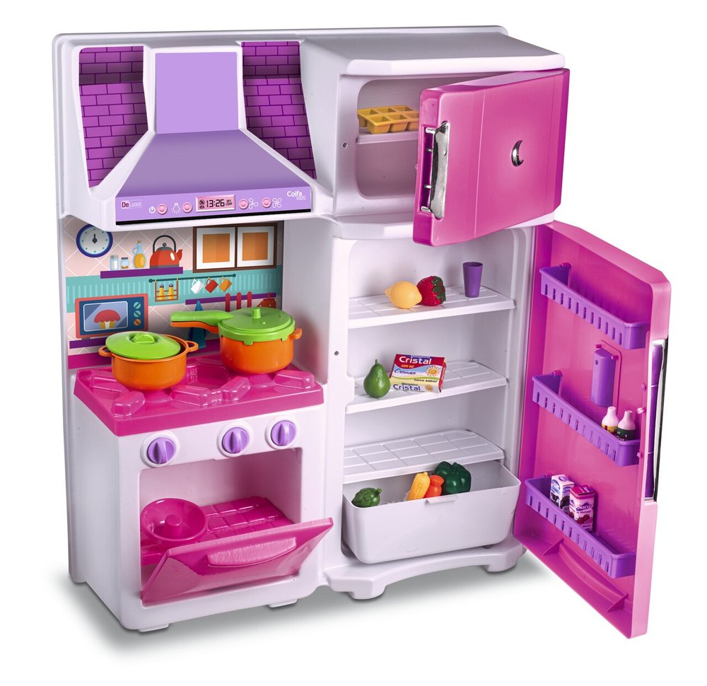 Cozinha Infantil Fogão Geladeira e Coifa - Rosa — foto 1