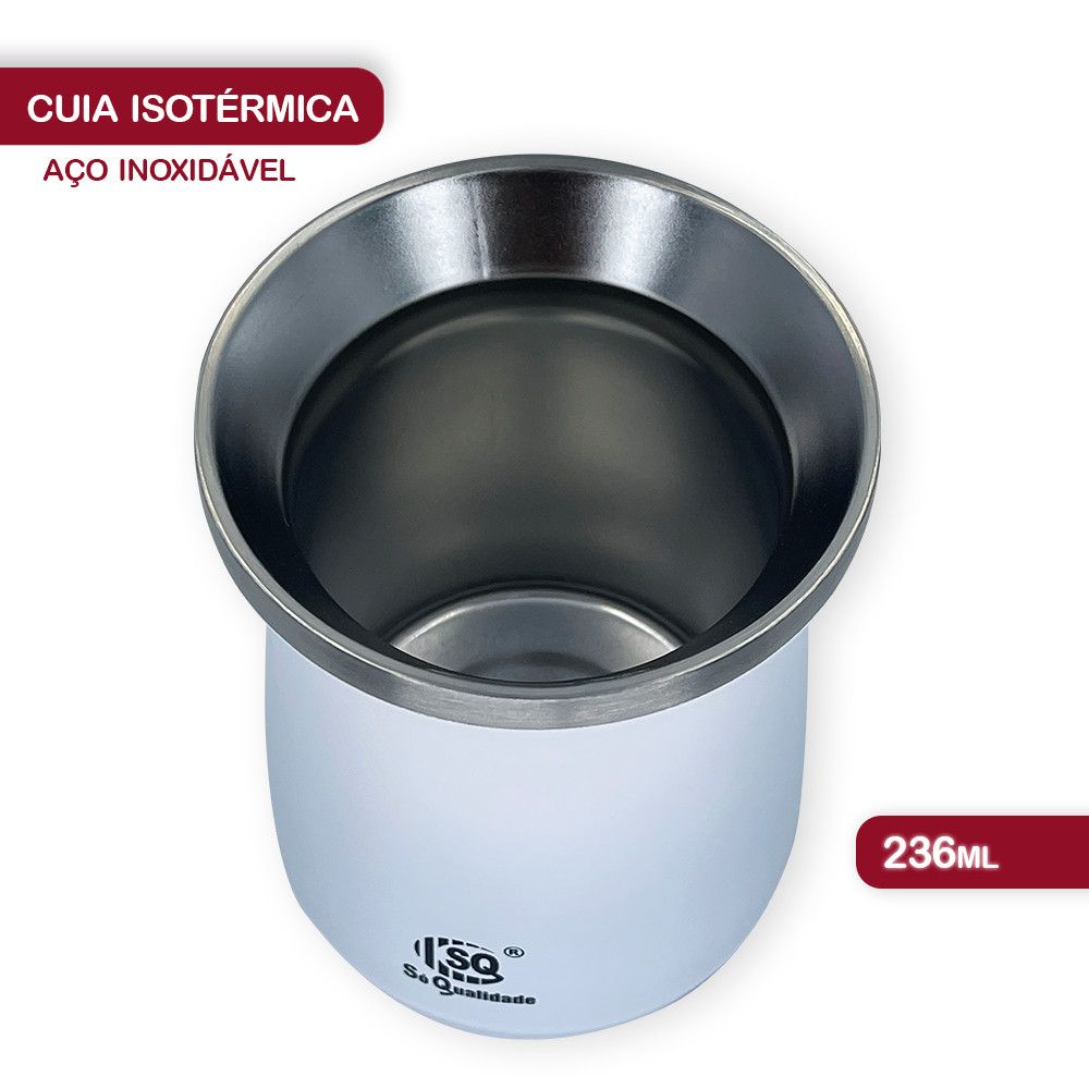 Cuia Térmica SQ Classic Mate Branca Inox 230ml — foto 1