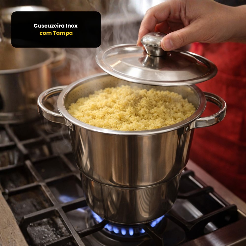 Cuscuzeira Inox com Tampa — foto 1