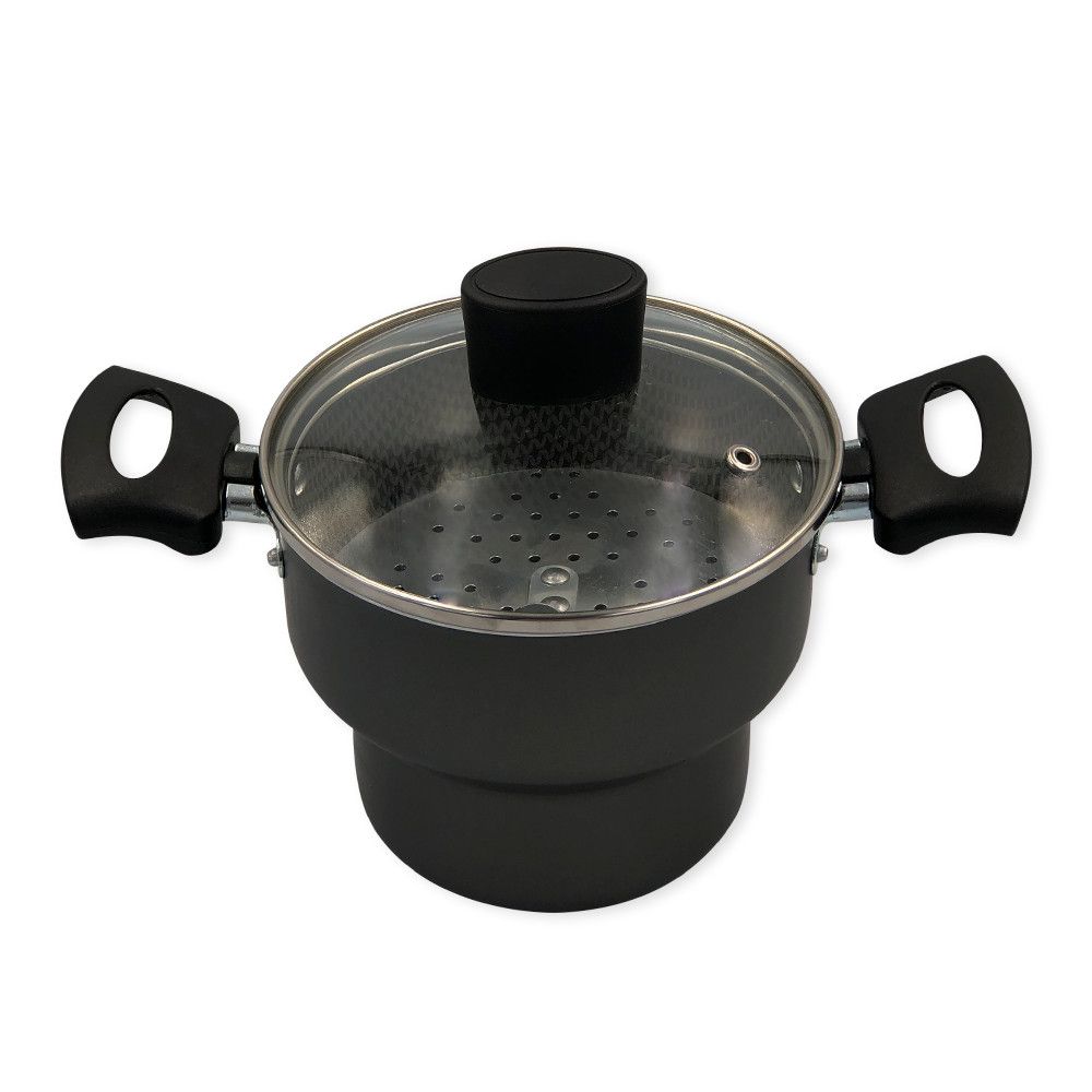 Cuscuzeiro Enjoy Antiaderente 14cm Com Tampa de Vidro - Cinza — foto 1
