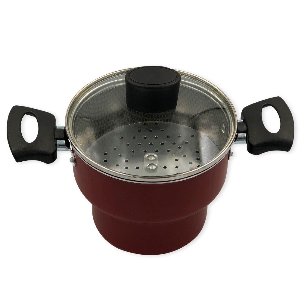 Cuscuzeira Alegrete Enjoy Vermelha 14cm 1L Tampa de Vidro — foto 1