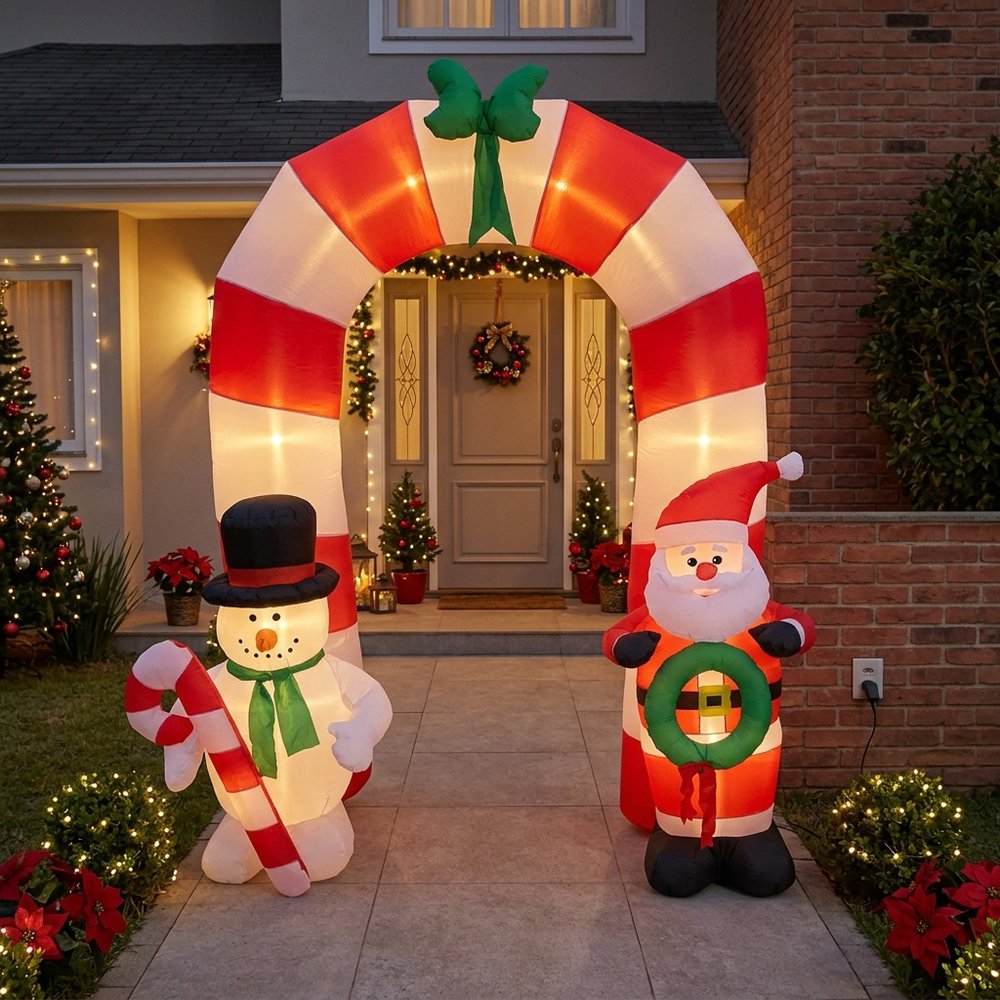 Decoração De Natal Arco Inflável Grande Papai Noel Led 2,50m