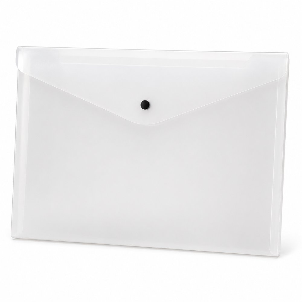 Kit 10 Envelopes Plásticos A4 Cristal com Botão de Pressão Dello — foto 1
