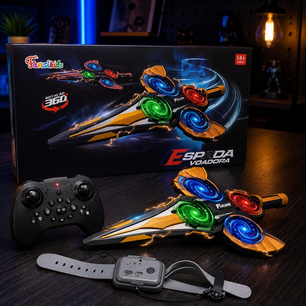 Espada Voadora com Luz e Controle Remoto- Dourado