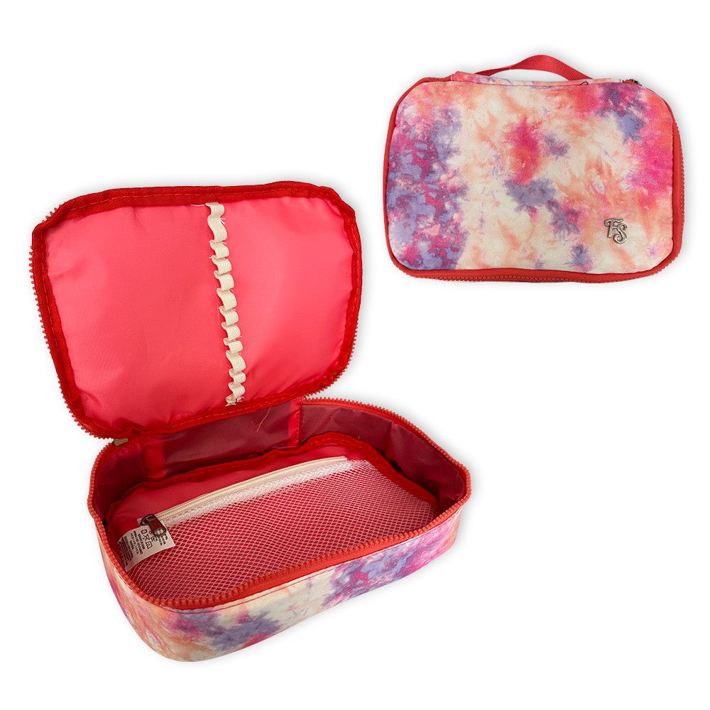 Estojo Escolar Grande Rocie Tie Dye Rosa 2,5 Litros